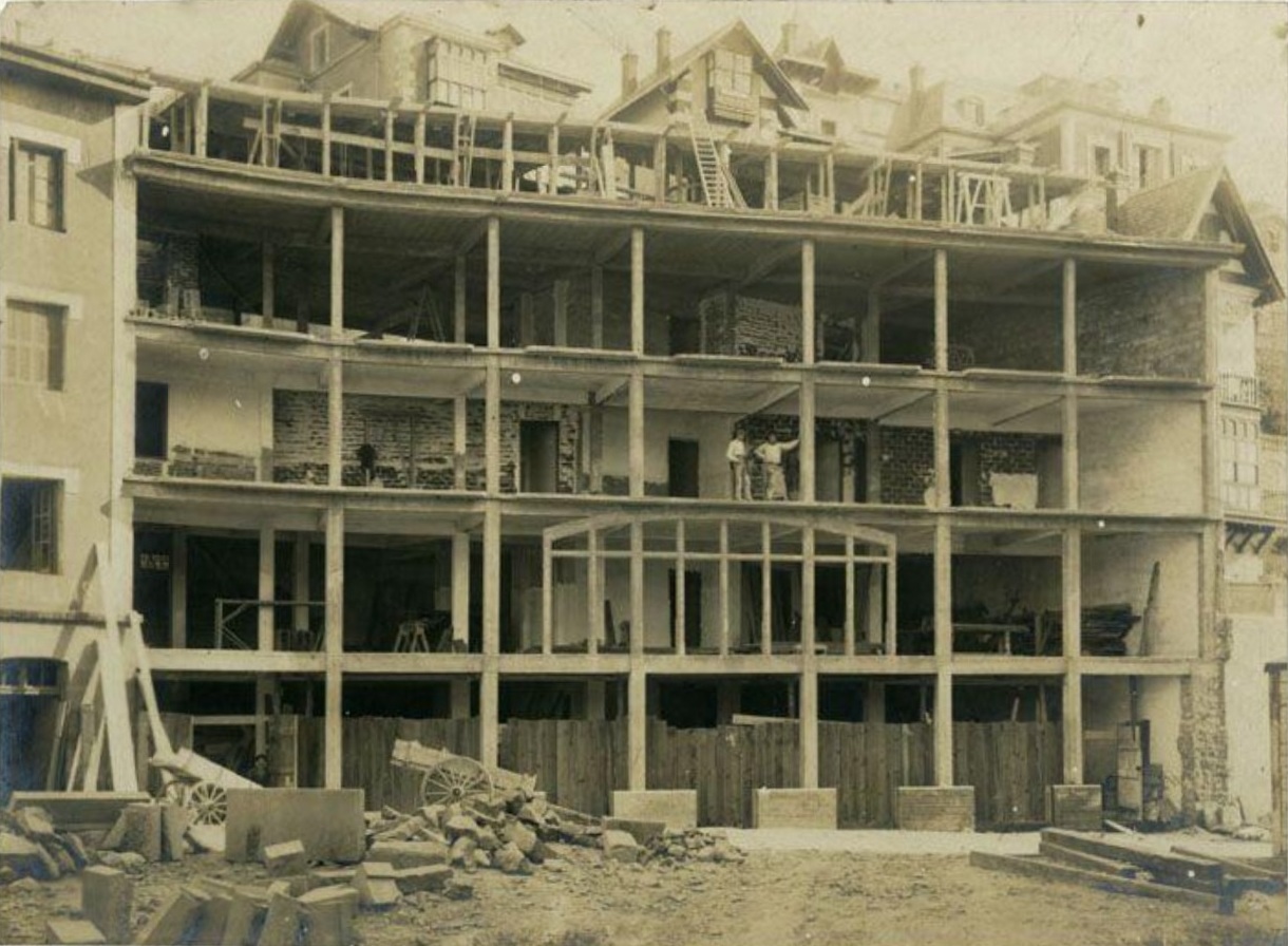 Casa habitación en San Sebastián. Esqueleto de hormigón armado. Hennebique-Salaverría, 1906. / CNAM/SIAF/Cité de l'architecture et du patrimoine/Archives d'architecture contemporaine.