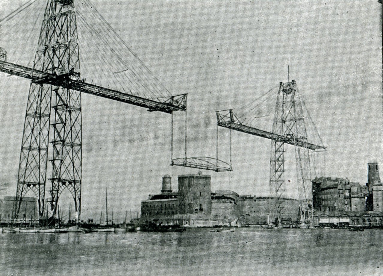 Puente transbordador de Marsella. Elevación del tramo central / Le Monde Ilustré, 7/10/1905. Colección Joaquín Cárcamo Martínez