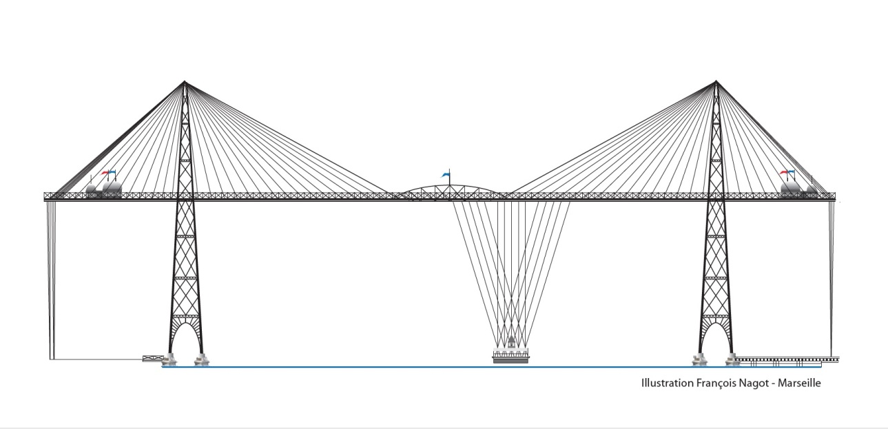 Puente transbordador de Marsella. Alzado esquemático / Wikimedia Commons. Fnaguito, 2022. 